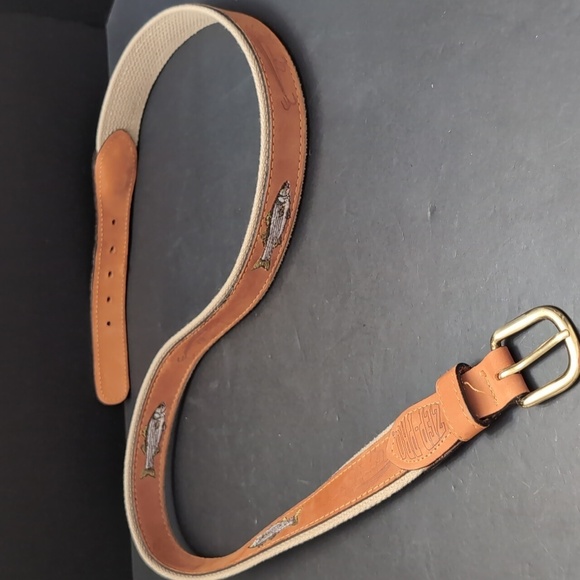 Zep-Pro ,Men's Tan/ Brown Leather/Woven Belt with Fish Details,Size 42. - Picture 6 of 10
